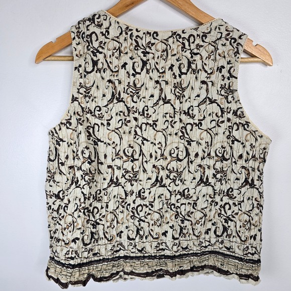 Faded Glory Sleeveless Top XL Floral Print Button Up Smocked Waist Blouse - Picture 2 of 5